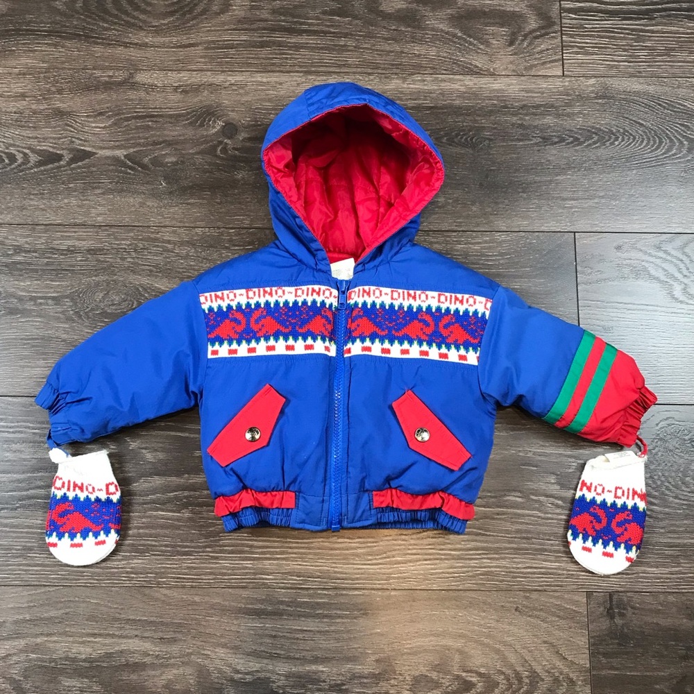 Weather Tamer Quality Outerwear Boy’s Vintage 80s Dino Blue Hooded Jacket Sz 12M